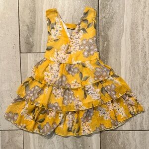 Yellow Floral Ruffle Dress